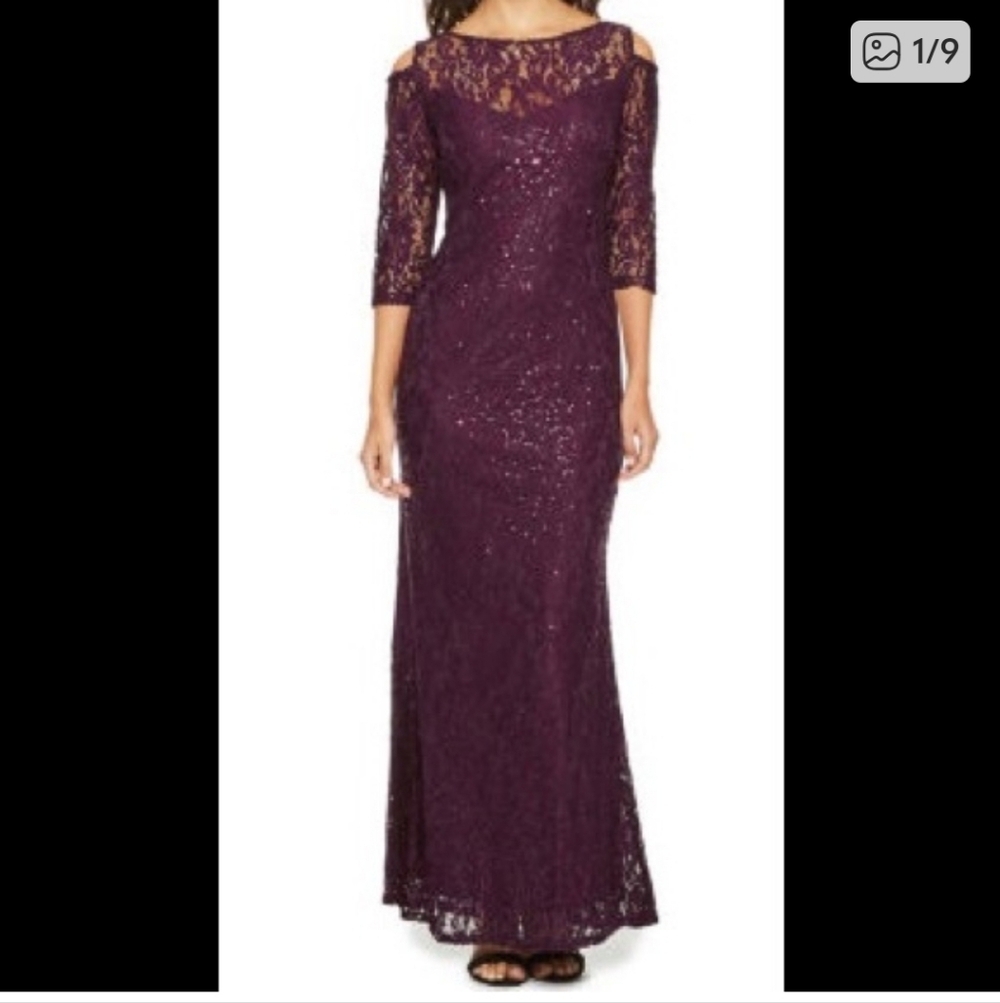 Blu Sage Deep Purple Lace Long Sleeve Dress